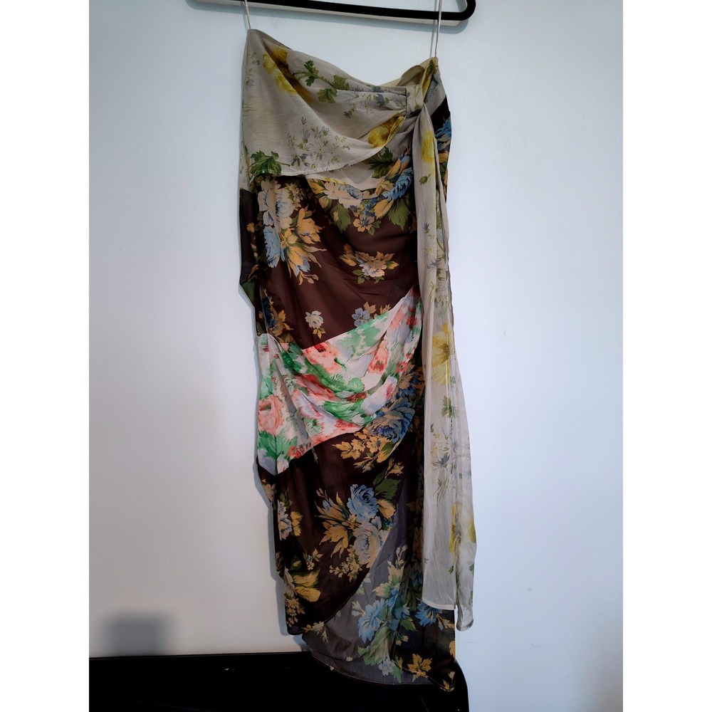 ASOS Design Floral Draped Sarong Midi Skirt Multi Color Size US 6 NEW